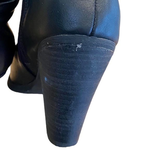 MIA BLACK LEATHER ANKLE BOOTIES CONE HEEL CHUNKY HEEL BOOTS BLACK SIDE ZIP 10 - Picture 15 of 15